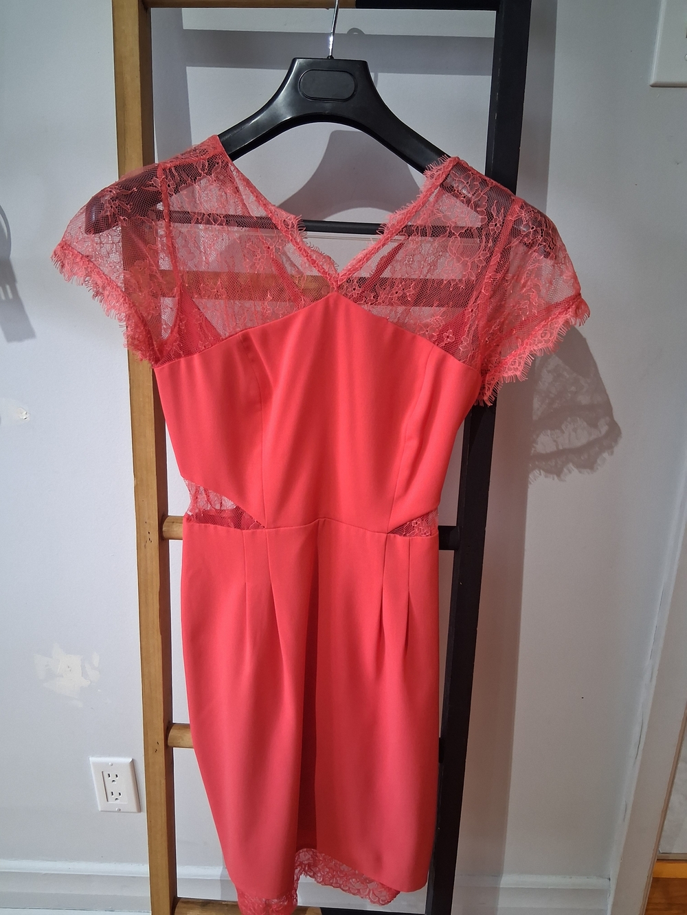 BCBGMaxAzria Coral Lace-Accent Midi Dress